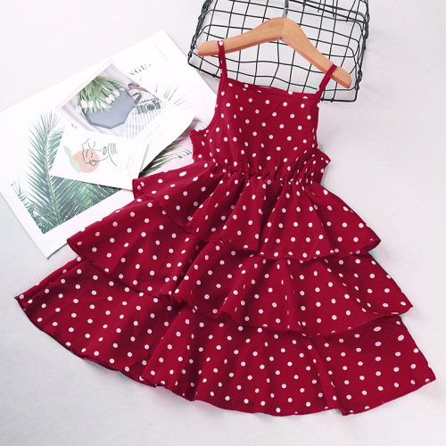 Girls' Summer 2024 New Fashion Polka Dot Strappy Dress Children's Skirt Princess Dress Children's Clothing Dropshipping One Piece