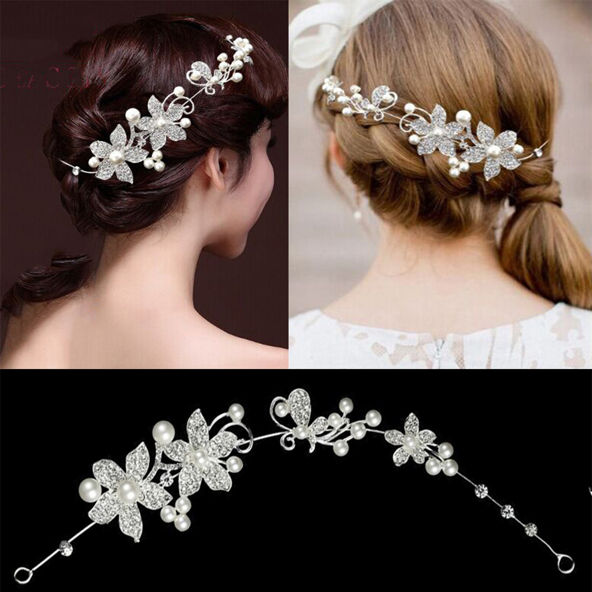 Diadema con corona de flores rosas estilo bosque, corona floral con perlas, corona nupcial, hermosa hecha a mano al estilo europeo. image 3