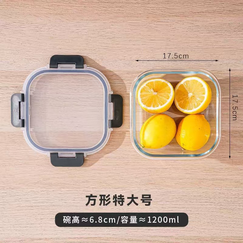 Tuppers rectangulares de vidrio borosilicato con tapa, grado alimenticio