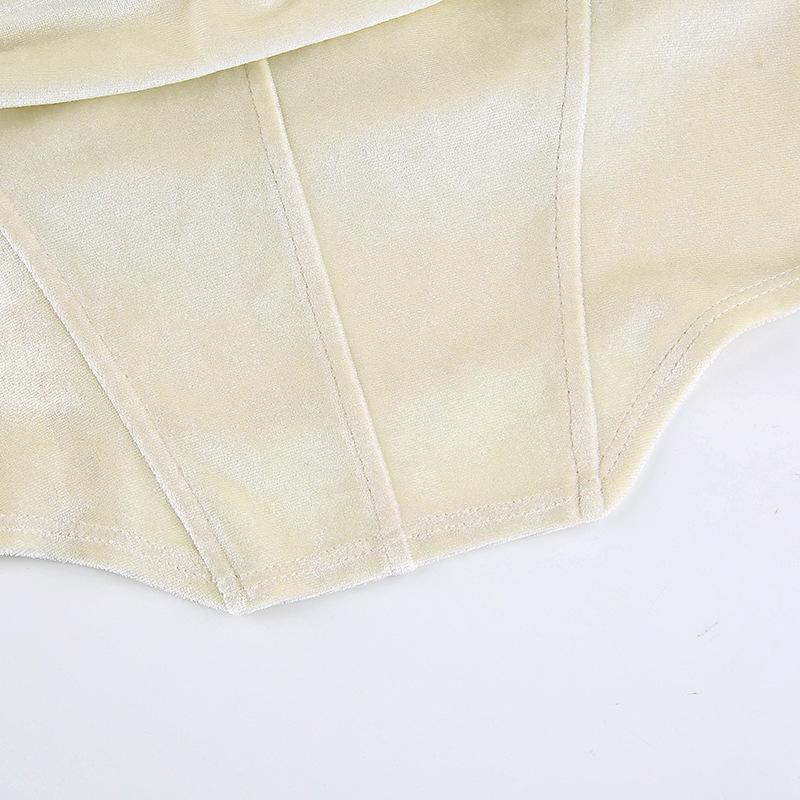 low-cut fold velvet irregular halter camisole NSRUI51648