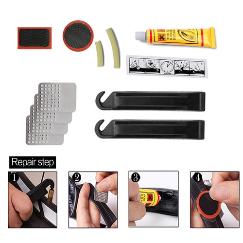 Bicycle repair tire box tire repair patch kit glue-free tire patch repair tire repair tool set