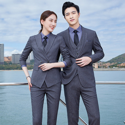 新款西裝男女同款兩件套裝男士商務上班修身西服套裝男女職業裝