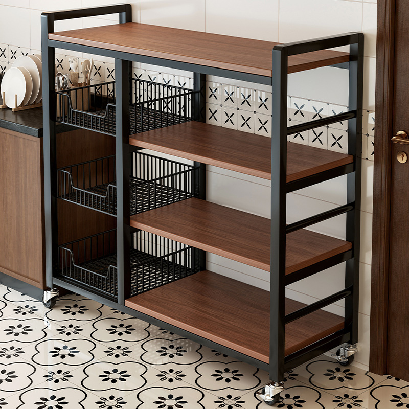 Estante multifuncional de cocina de nuevo estilo, estante de frutas y verduras multicapa de piso, estante de almacenamiento de microondas, estante simple para el hogar