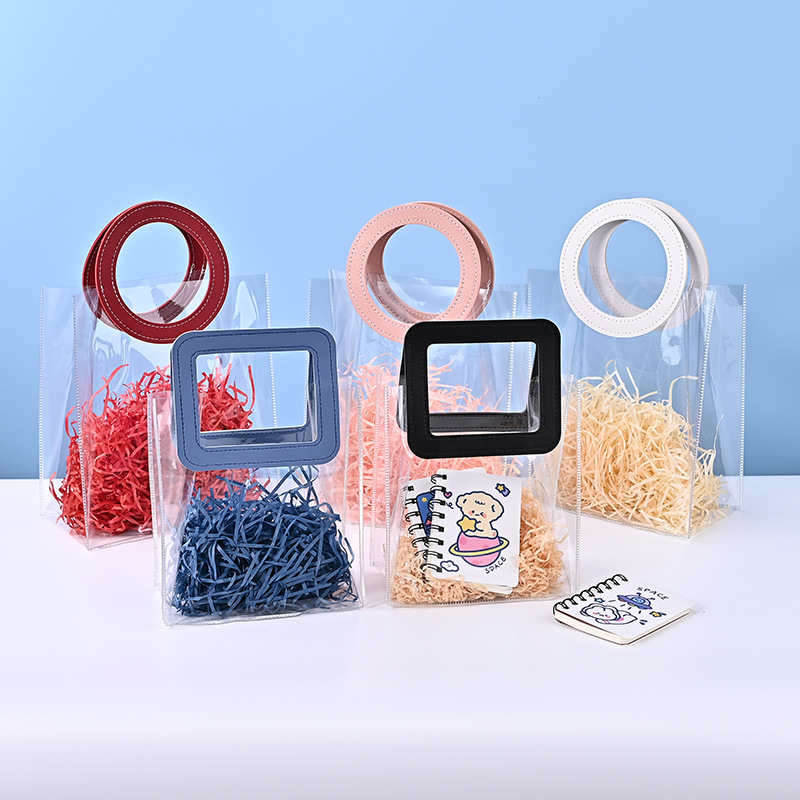 Bolsa de mano transparente de PVC, bolsa de flores, bolsa de regalo, bolsa de regalo transparente de alta gama con diseño de feliz cumpleaños, personalizable