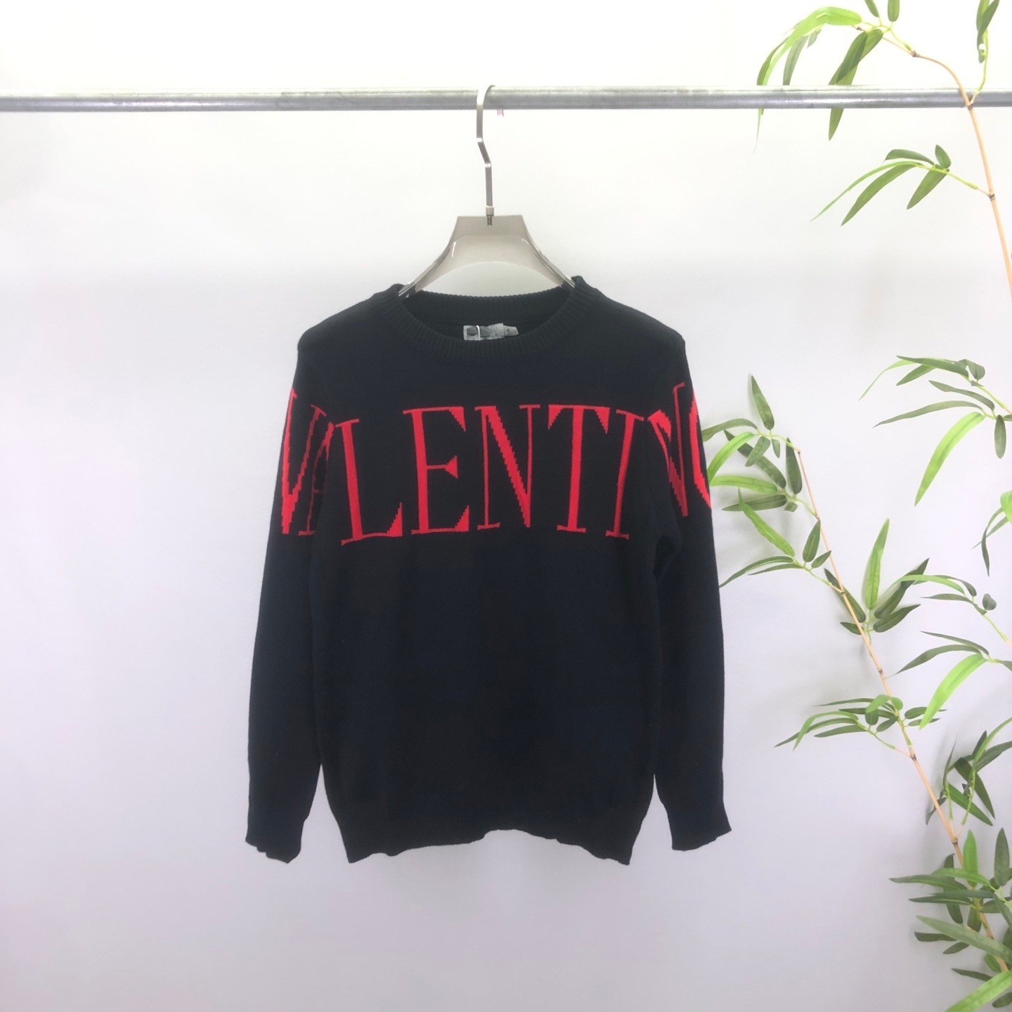 Valentino Crewneck Sweater Logo Black Red