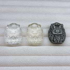 天然水晶黄白水晶吊坠毛衣链新年礼物吊坠九尾狐银曜石狐仙挂件