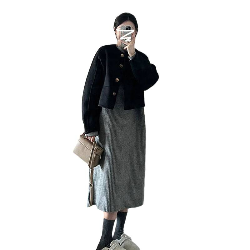 今年流行漂亮套装毛衣裙女2025春秋新款高级感超好看针织连衣裙子|undefined