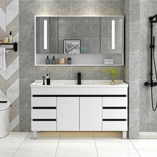 BB4C wholesale solid wood floor-to-ceiling bathroom cabinet combination paint-free environmentally friendly washbasin washbasin bathroom