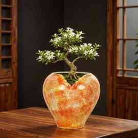 新中式手工窑变流釉冰裂纹陶瓷花盆家用绿植多肉盆景盆高颜值花口