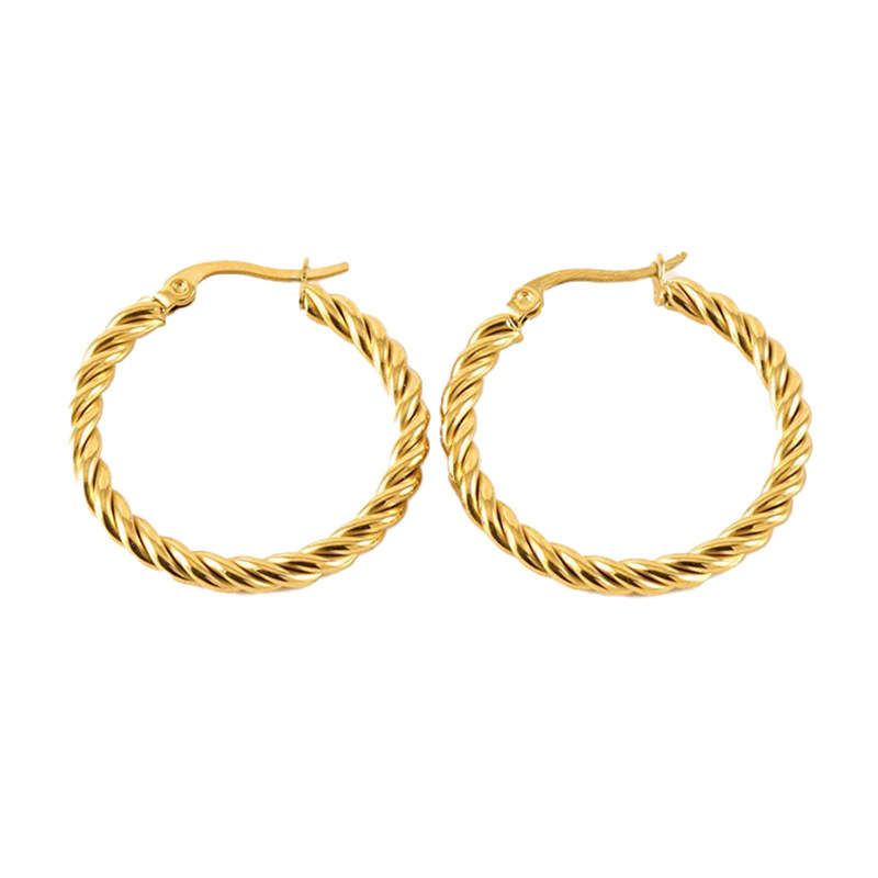 Europeo y americano 18K oro Acero inoxidable hilo giro pendientes nicho diseño transfronterizo titanio acero simple moda pendientes para las mujeres