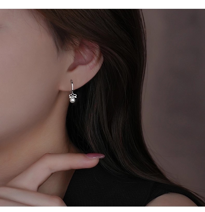 Schmetterlingsknoten Perlen Ohrstecker Damen Elegantes Design_voghion.com