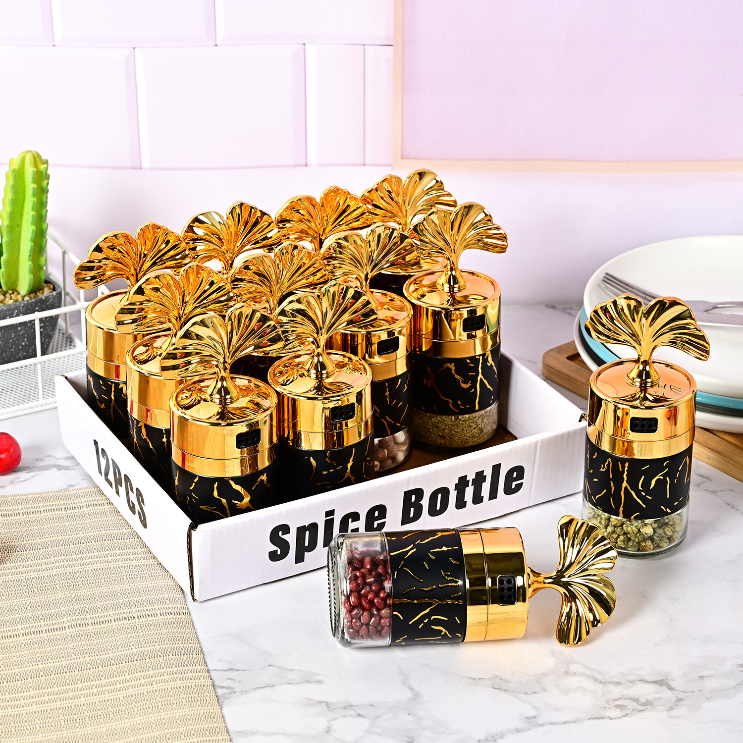 Amazon nuevo hogar cocina a prueba de humedad de vidrio sellado condimento botella cocina sabor sal condimento botella traje