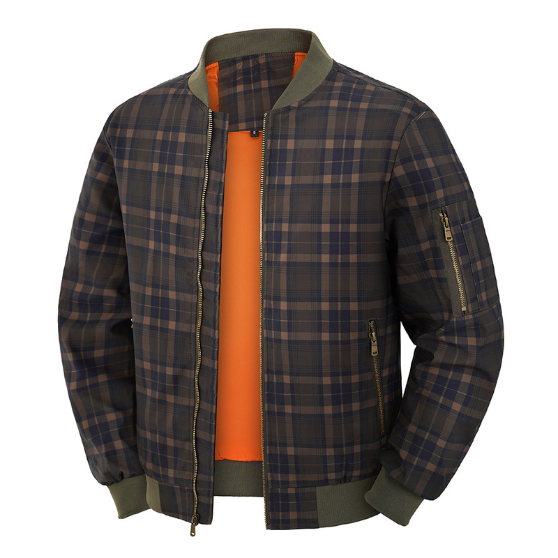 Spring and Autumn New Cross-border Jacket Men's Jacket Plaid Jacket Baseball Collar Jacket high quality Jacket European Size Spring and Autumn New Cross-border Jacket Men's Jacket Plaid Jacket Baseball Collar Jacket high quality Jacket European Size