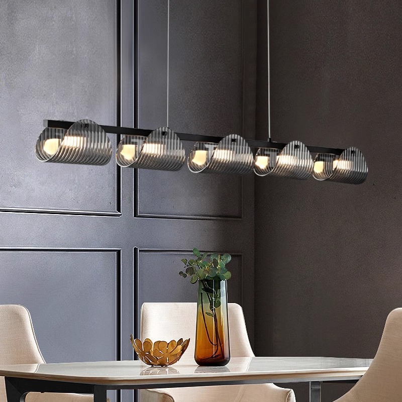2024 nuevo estilo italiano minimalista lámpara de sala de estar moderna atmósfera negra vidrio redondo minimalista lámpara de dormitorio comedor