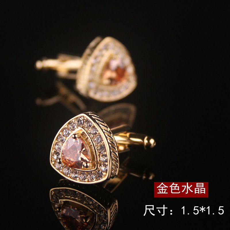 Gold crystal cufflinks