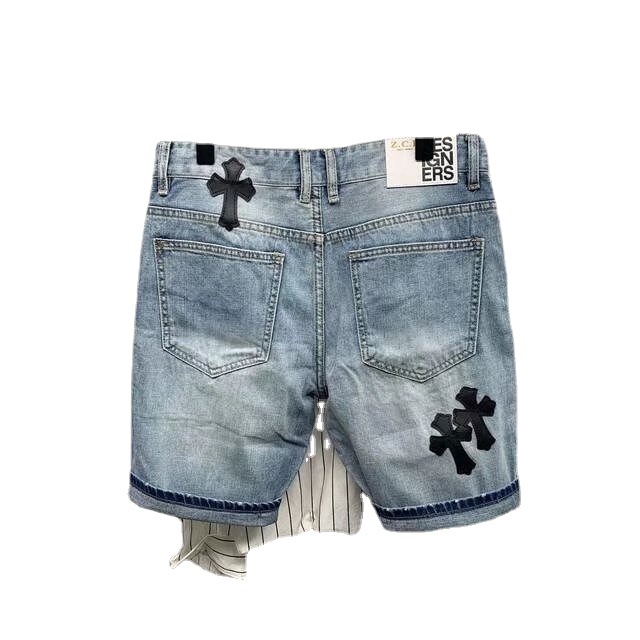 2024 Hong Kong Style South Korea Ins Trendy Retro Japanese Style All-match Loose Straight Denim Shorts Casual Pants Trendy Men's Students