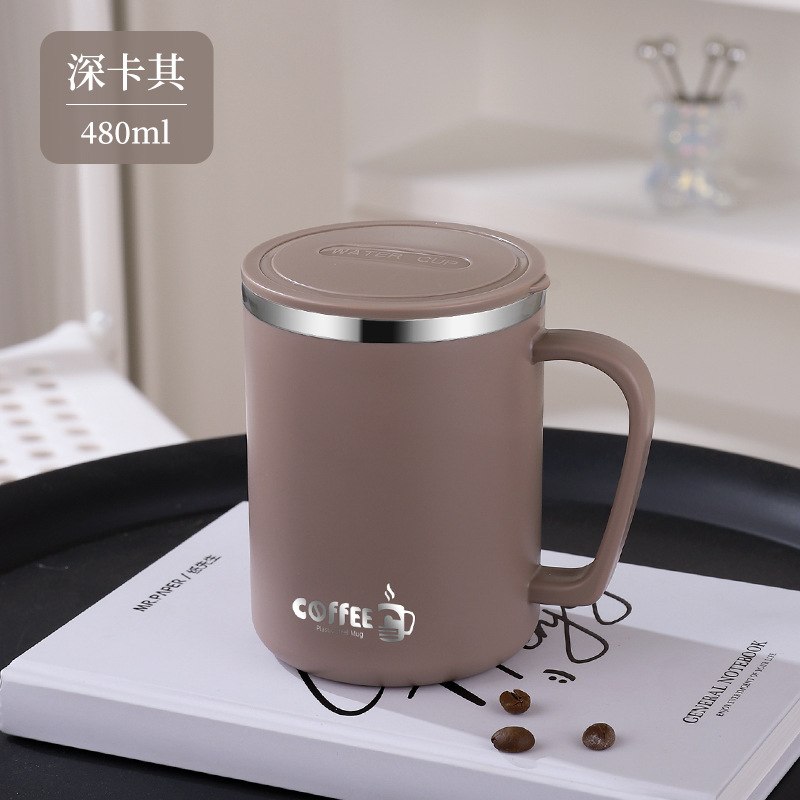 304 tazas de café de acero inoxidable con tapa antideslizante, taza de leche en el dormitorio estudiantil, taza de agua doméstica para hombres y mujeres, taza de café de oficina