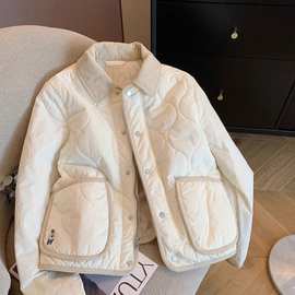 韩系时尚轻薄羽绒棉服女2023冬季新款小个子夹棉加厚保暖棉衣外套