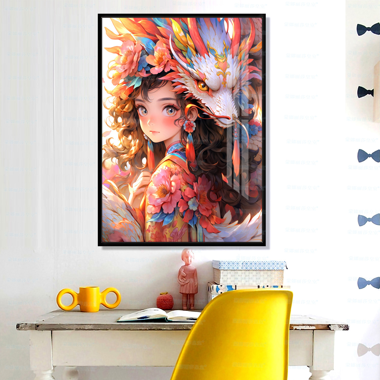 Monalisa real Cruz puntada pequeño dragón de las mujeres nuevo estilo chino pequeño bordado de dibujos animados decorativo bordado hecho a mano