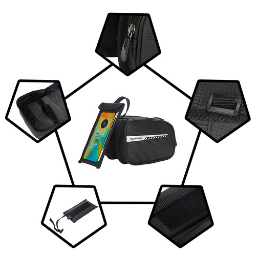 Bicycle front beam bag, mountain bike mobile phone storage bag, bicycle front pannier bag, waterproof pannier bag, cycling equipment accessories