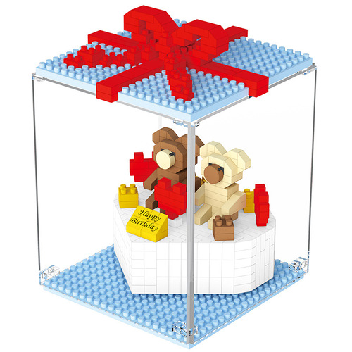 Robbery compatible LEGO brick adult cake box miniature small particle children's assembly toys