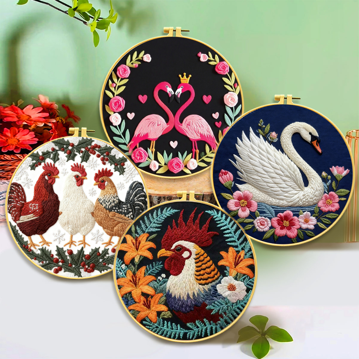 Nuevos productos bordados transfronterizos DIY hechos a mano paquetes de material de tela aviar combinación de decoración para el hogar colgantes adornos