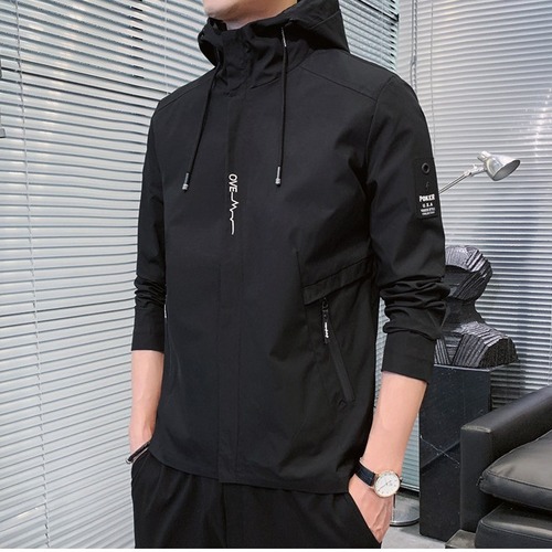 Leisure Hooded Jacket for Men Spring and Autumn Youth Windproof Korean Style Slim Fit Thin Outdoor Top Men's Fashion