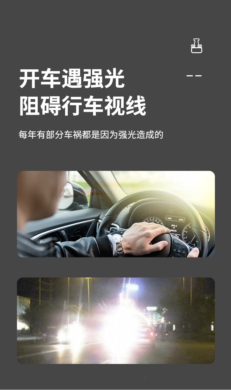 Suitable for car night vision anti-glare visor, anti-dazzle mirror, dual-use for day and night, driver's eye protector