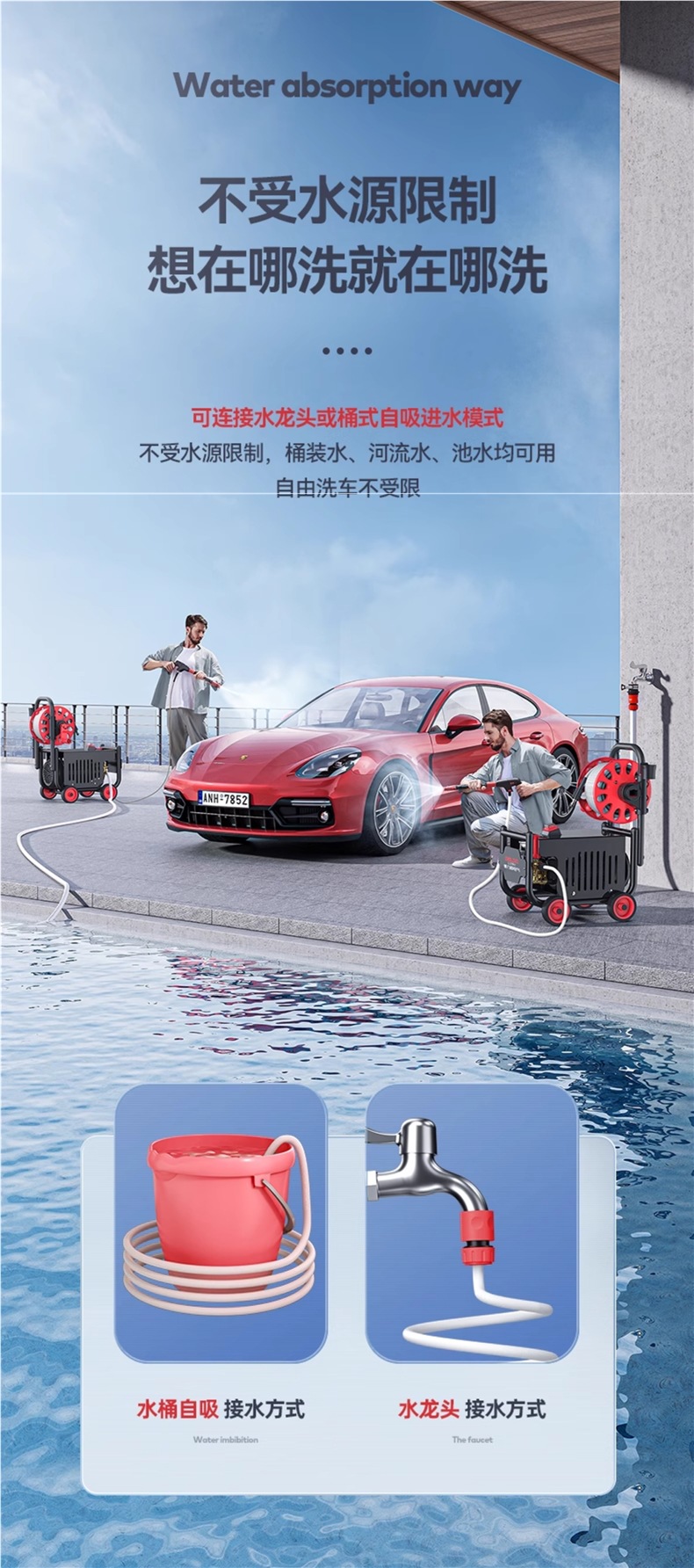 Delixi Car Washing Machine Artifact Household 220V High-Pressure Water Pump High-Power New Water Gun Portable Powerful Floor Washing