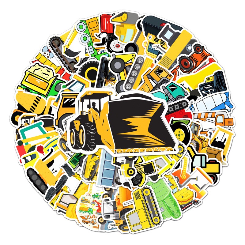 50 unidades de ingeniería vehículo dibujos animados equipaje pegatinas creativo impermeable graffiti pegatinas scooter ordenador Tablet Decoración