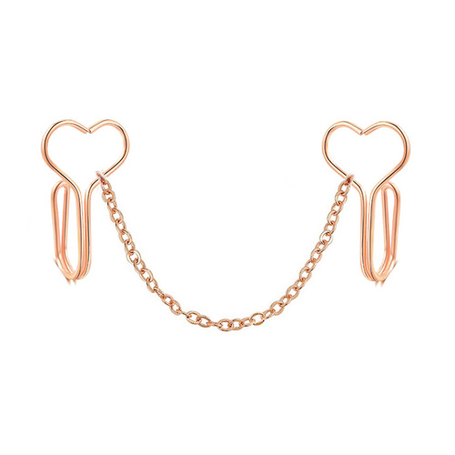 Stainless steel love nose clip nose chain fake nose ring nose chain nose chain Amazon new product