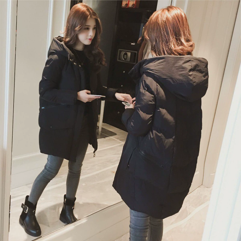Long winter down jacket with down for students, mid-length, 2023 collection, Korean style, oversize, increased thickness