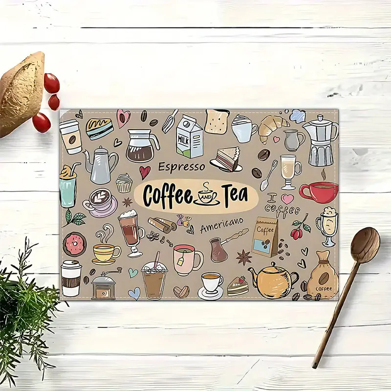 Manteles individuales navideños de lino estampado, decoración de mesa resistente al calor