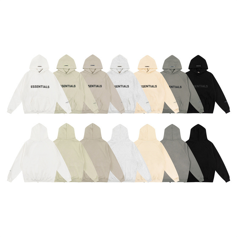 European and American autumn and winter FOG fashion brand Essentials silicone letter fleece-lined hooded pullover sweater men's and women's hoodie European and American autumn and winter FOG fashion brand Essentials silicone letter fleece-lined hooded pullover sweater men's and women's hoodie
