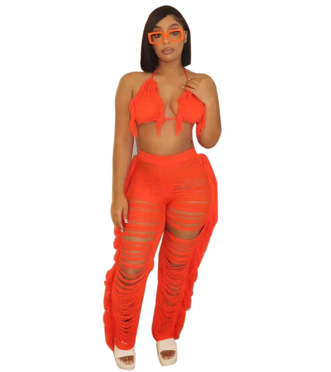 420g Weight Sleeveless Sleeve Length Spandex Fabric Type Pant Co-ord Set Sets Type 2 Pieces Set Quantity Holiday, Beach Occasion V Neck Neckline Regular Fit Fit Type Solid Color Pattern Summer Season Women's Gender Sexy Style Holiday Beach Women's Sexy Solid Color Spandex Pant Co-ord Set Pants Sets 13