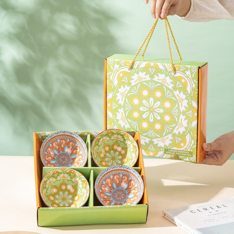 Bohemian Bowl Souvenir Tableware Gift Box Bowl and Plate Gift Set Bowl Creative Small Gift Event Business Gift Bohemian Bowl Souvenir Tableware Gift Box Bowl and Plate Gift Set Bowl Creative Small Gift Event Business Gift