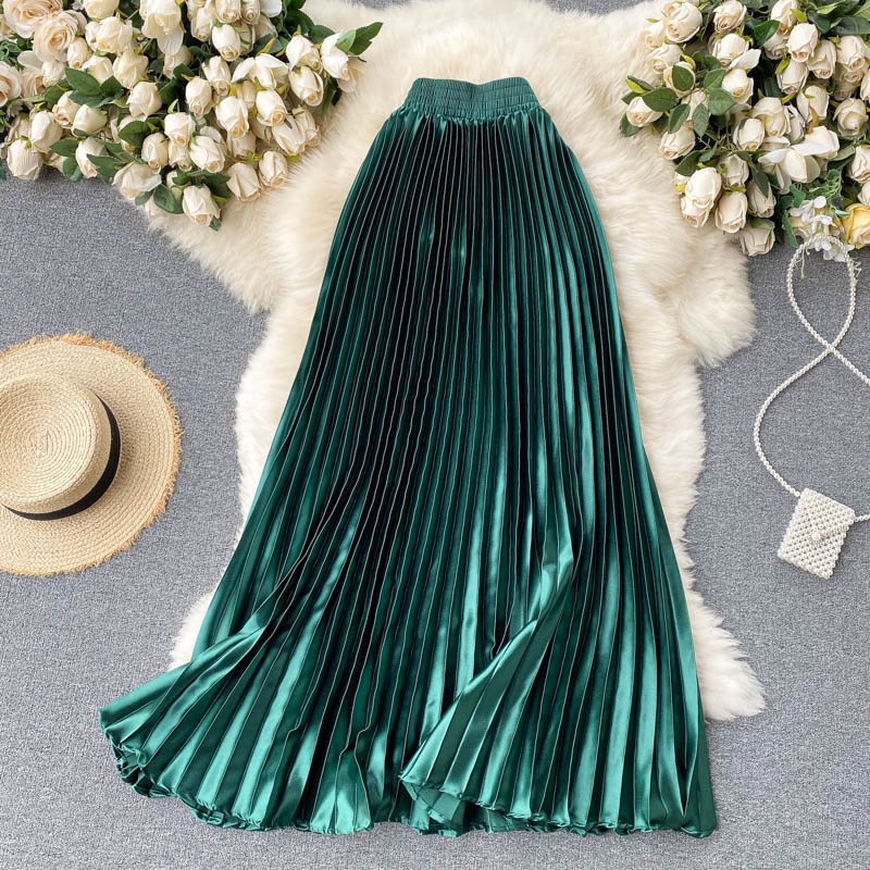 High-end women's clothing 2023 new trendy light luxury heavy-duty pleated mid-length A- line skirt 2023 spring pleated skirt
