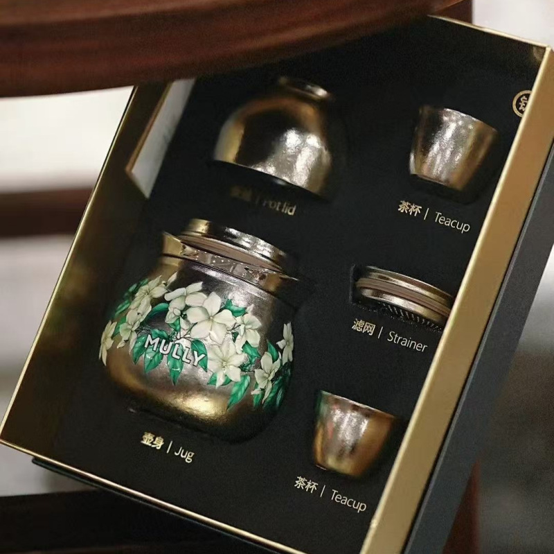mully摩利钛葫芦山茶花一壶三杯旅行茶具户外便携纯钛快客杯套组|undefined