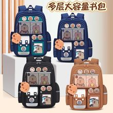 2025新款卡皮巴拉书包水豚双肩包可爱女卡通学生护脊减负背包批发