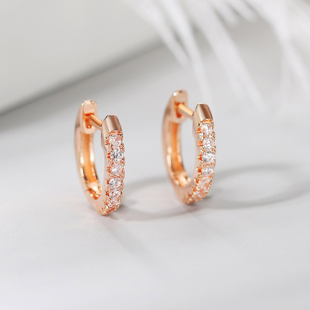 1 Pair Simple Style Circle Inlay Copper Zircon Hoop Earrings display picture 4