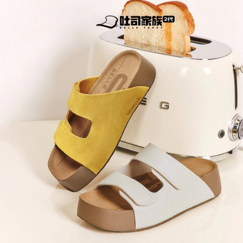 牛革バージョン～厚手ミルクトーストシューズ第2世代厚底ビルケンシュトックスリッパ女性用2025夏新作サンダルスリッパ|undefined