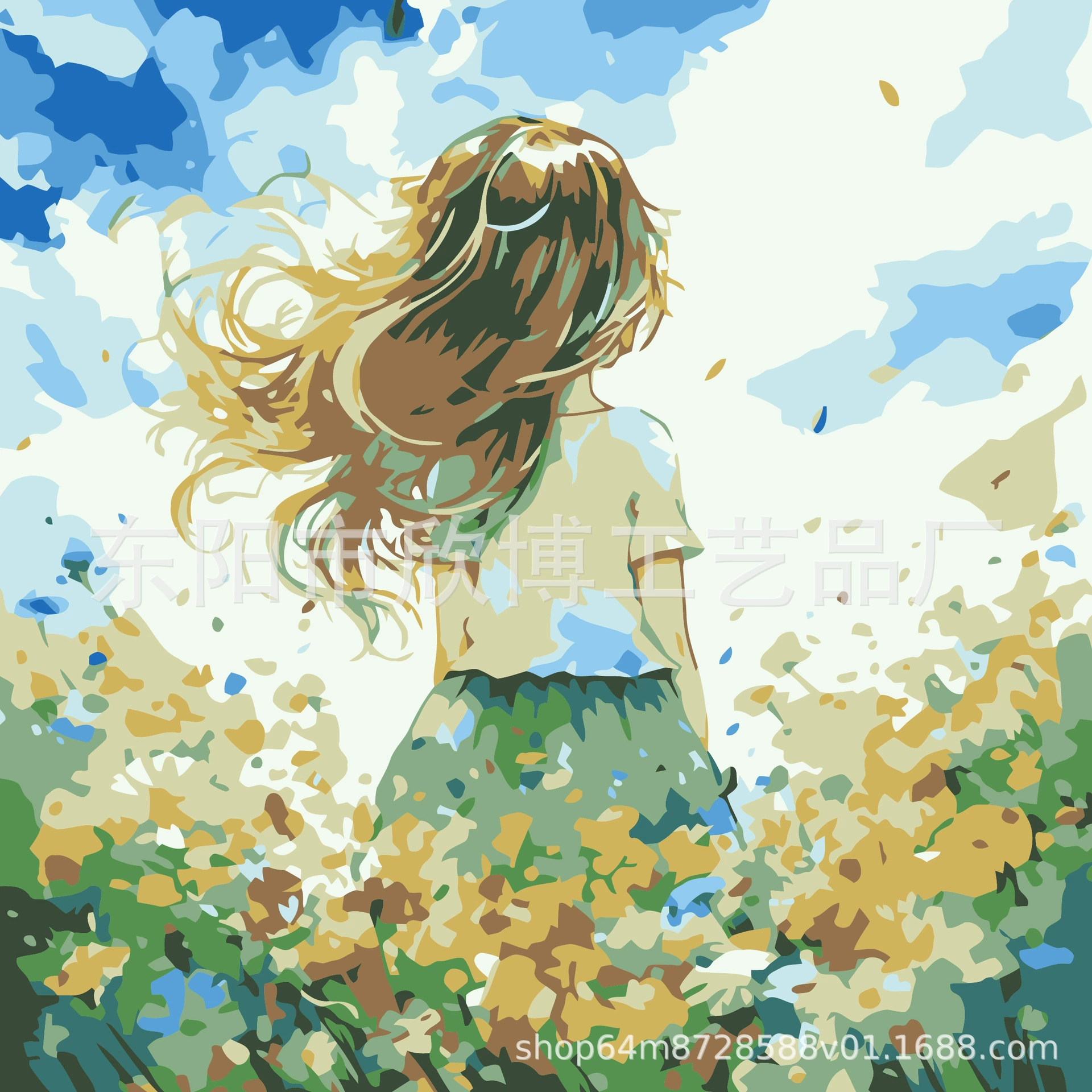 Direct from factory DIY digital oil painting children's hand-painted cartoon coloring stress relief 20*20 landscape floral oil painting
