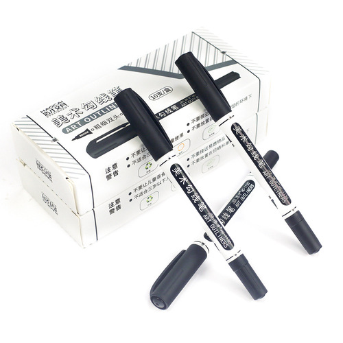 Haocai 1130 double-ended hook pen, painting stroke and hook pen, black oily double-ended marker, art stationery
