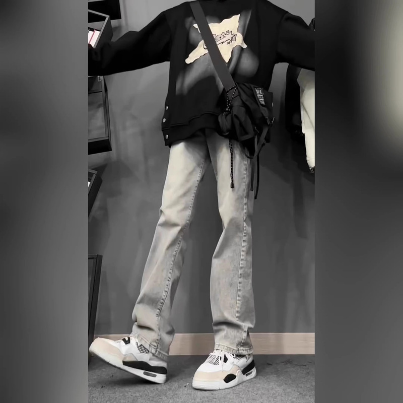 cleanfit Smoke Grey Jeans Men's Summer Slim-fit Straight Pants American Style Retro Vibe Casual Pants