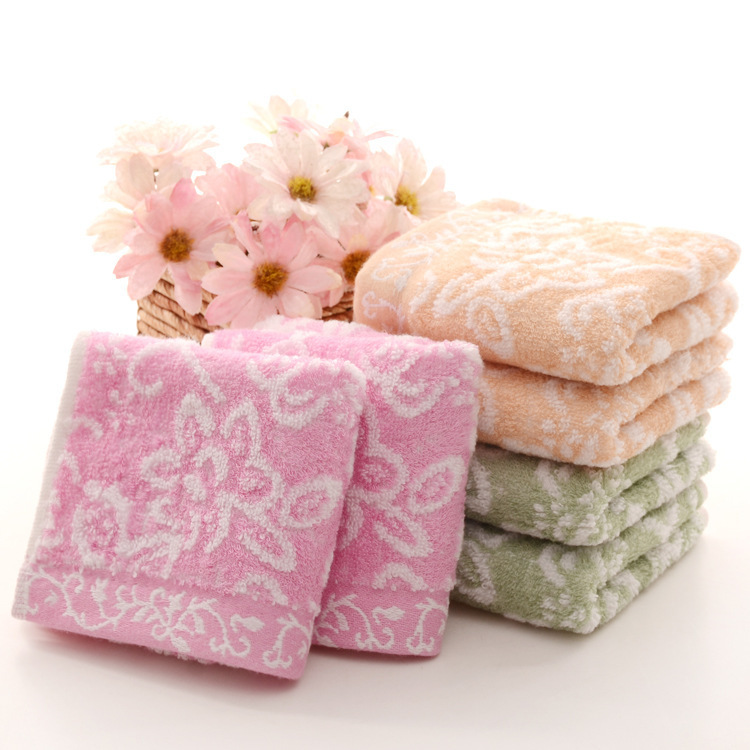 Wholesale random flower bamboo fiber baby towel soft absorbent children baby face thickening household hand towel 