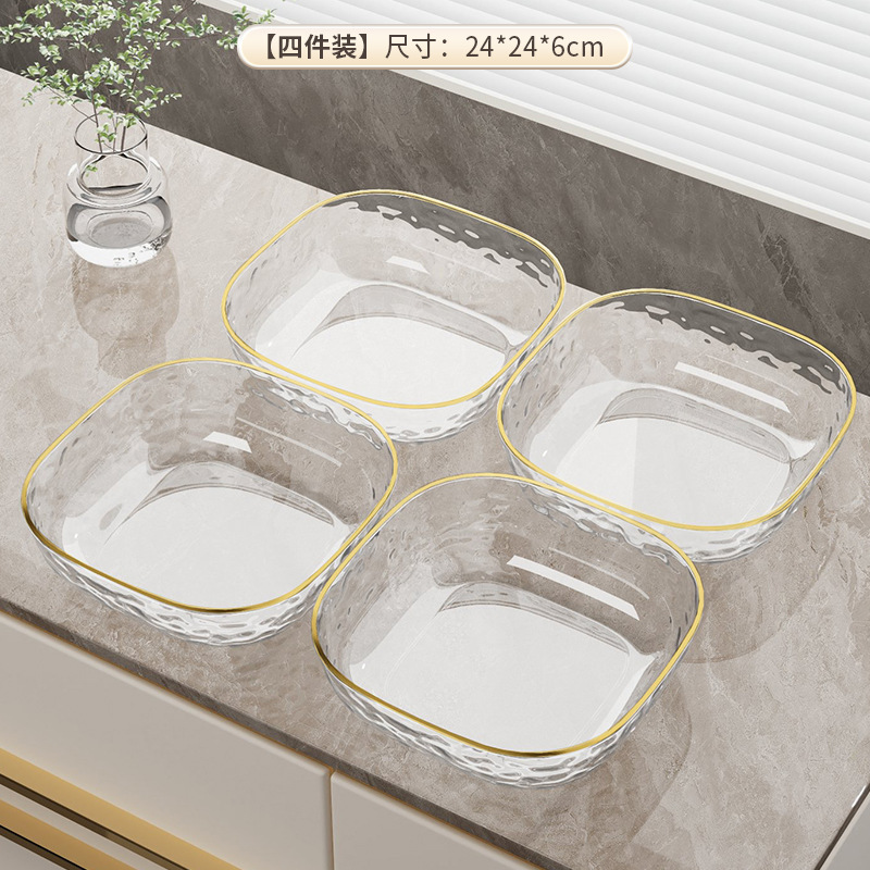 水波模様のフルーツプレート、リビングルームのコーヒーテーブル用、軽食やスナックプレート、透明で金縁の高級感のある大容量キャンディプレート、軽やかな高級感|undefined