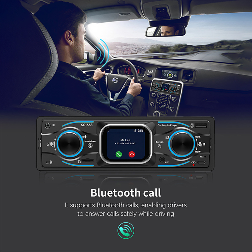 Car Bluetooth Mp3 Lossless Music USB Card Player Fm Radio Smart Touch Small Screen 12V Universal
