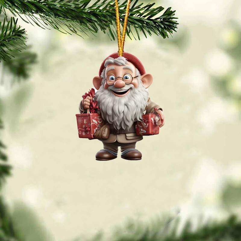 2025 Navidad transfronteriza acrílico plano Santa Claus regalo de decoración de automóviles colgantes decoraciones de árbol de Navidad