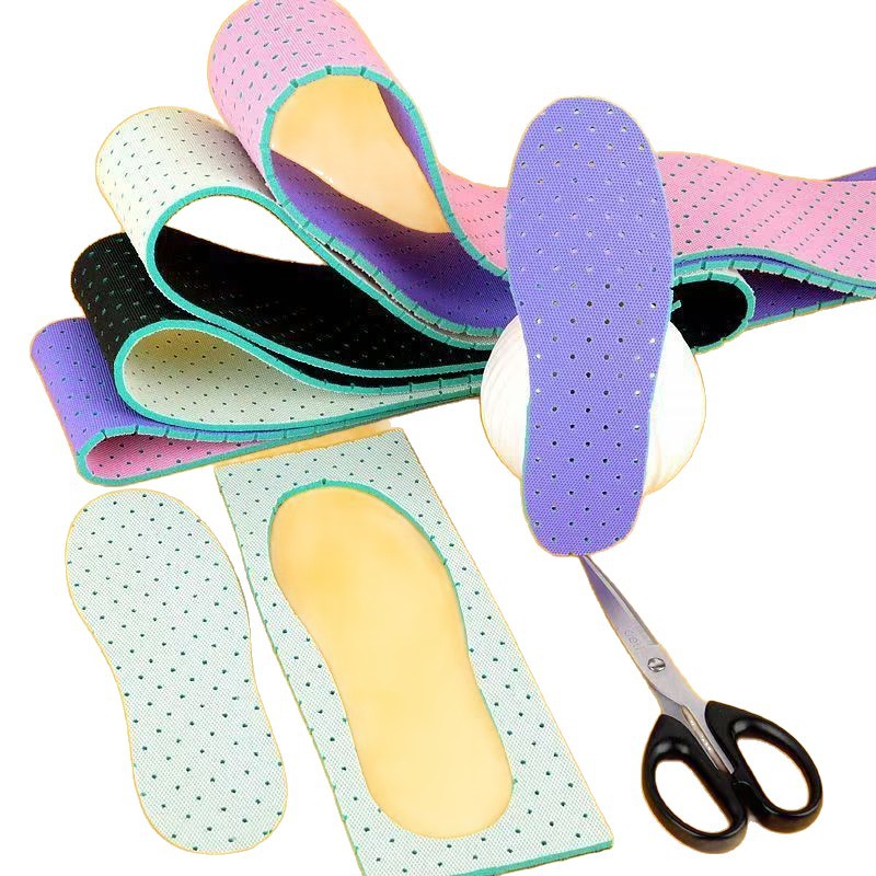 Fabricantes al por mayor, hombres, mujeres, niños, adultos, plantillas de autocorte universales, transpirables, amortiguadores, malla, punzonado, tiras largas, materiales suaves para zapatos