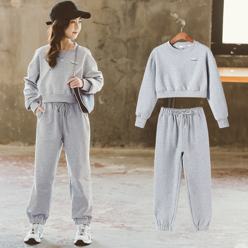 girl Sweater trousers suit 2021 Autumn new pattern Korean Edition CUHK leisure time motion Easy Two piece set On behalf of